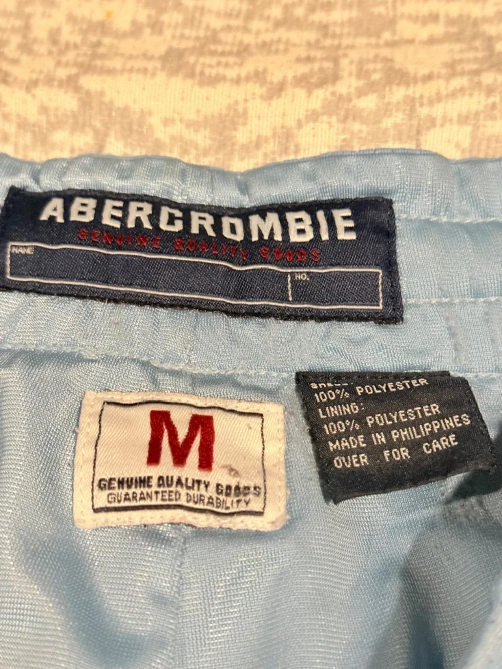 Abercrombie & Fitch Men's Mesh Basketball Shorts Light Blue Red Trim - M - Picture 4 of 5